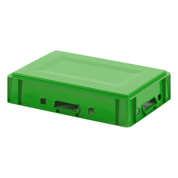 Ящик пластиковый сплошной Е1 (евроформат) для мяса глубокой заморозки, 600х400х120 мм, зеленый [12.421.40.PE]