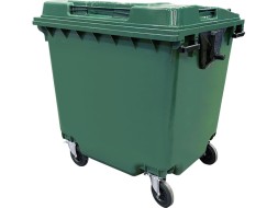 Пластиковый мусорный контейнер с крышкой, 1100л, на колёсах, цвет: зеленый