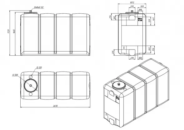 Емкость KR 4000л белая для транспортировки в обрешетке
