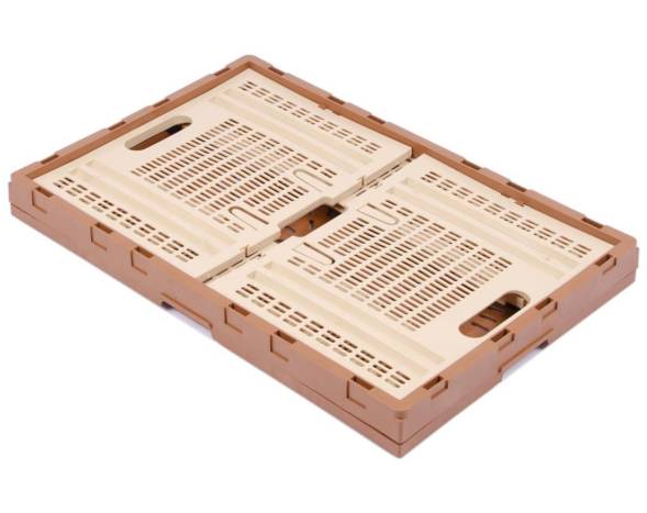 Ящик пластиковый складной перфорированный, 600х400х310 мм, бежевый [600400310-02]