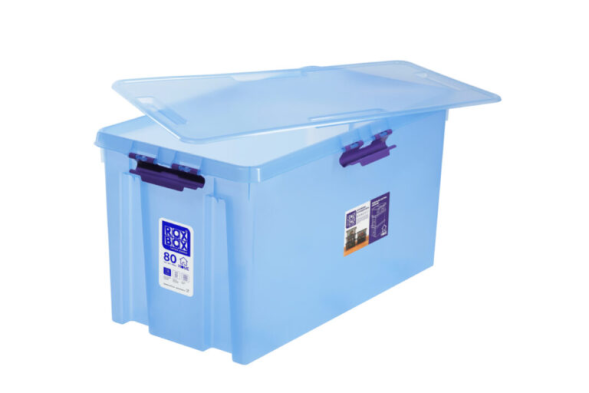 Контейнер с крышкой и клипсами Rox Box Home, 80л, 720x390x380 мм, синий