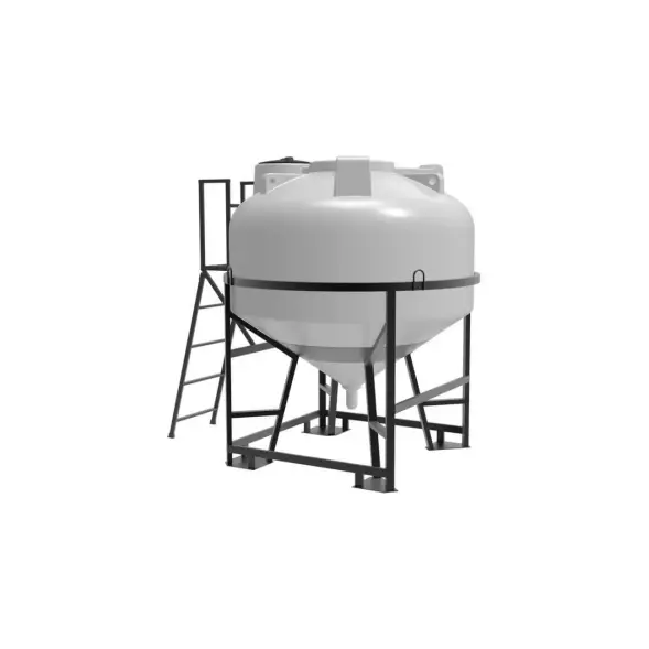Емкость ЦКТ 3000 л с патрубком 160мм белая в обрешетке с лестницей