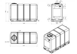Емкость KR 4000л белая с откидной крышкой в обрешетке (полный слив)