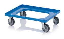 Тележка для ящиков с резиновыми колёсами RO 64 GU BO, синего цвета