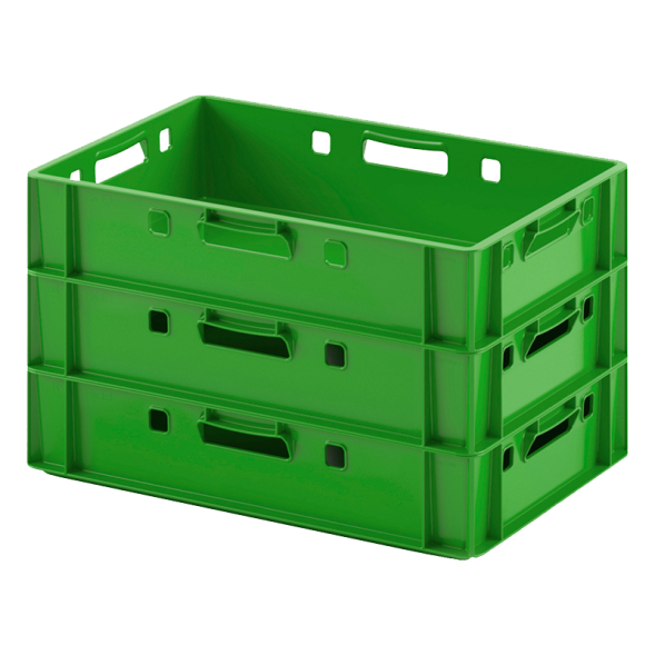  Ящик пластиковый сплошной Е1 (евроформат) морозостойкий, 600х400х120 мм, зеленый [12.421.70.R]