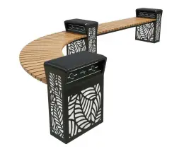 Скамейка стальная «Полтава» с зарядкой для телефонов 2,0 м (2 опоры)