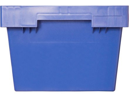 Ящик пластиковый с крышкой, транспортный бокс для служб доставки и логистики, 490x300x210 мм, цвет: синий