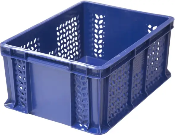 Ящик пластиковый перфорированный, 400×300×180 мм, 16.6 л, зелёный [702.02.02]