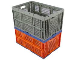 Ящик пластиковый складной с перфорированными стенками, 600х400х310 мм, оранжевый [600400310-01]