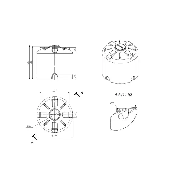 Емкость для хранения жидких минеральных удобрений (КАС, ЖКУ и др) 3000 TR с откидной крышкой красный