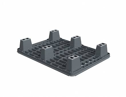 Паллет (поддон) пластиковый перфорированный на ножках, 800х600х140 мм, серый [02.116.91]