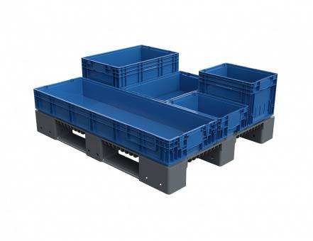 Паллет (поддон) пластиковый сплошной на 3-х полозьях, 1200х1000х150 мм, серый [02.114F.91.PEF]